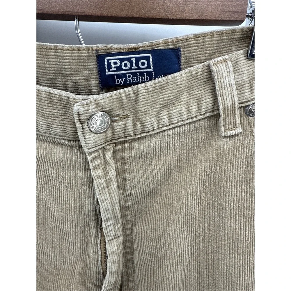 Polo Ralph Lauren Pants Mens 38x34 Tan‎ Made In USA Corduroy Casual Y2K